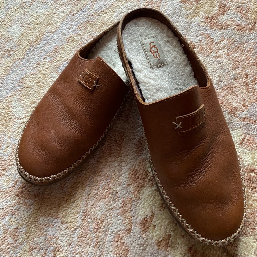 UGG Women’s Tan Leather Slip-Ons